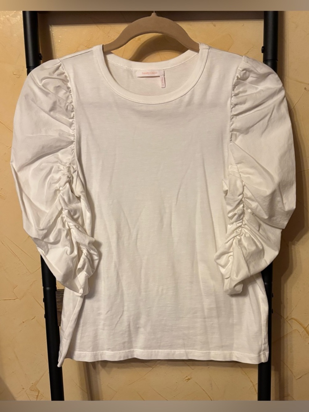 See by Chloe Size S White Puff Sleeve Ruched Tee